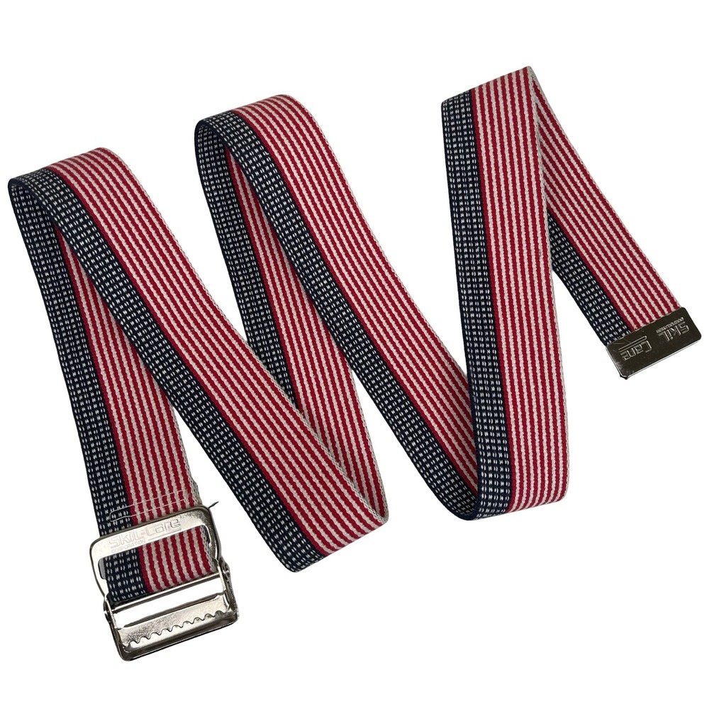 Skil-Care Woven Nylon Gait Belt Mens 60" Striped Red White‎ Blue Flag USA Made